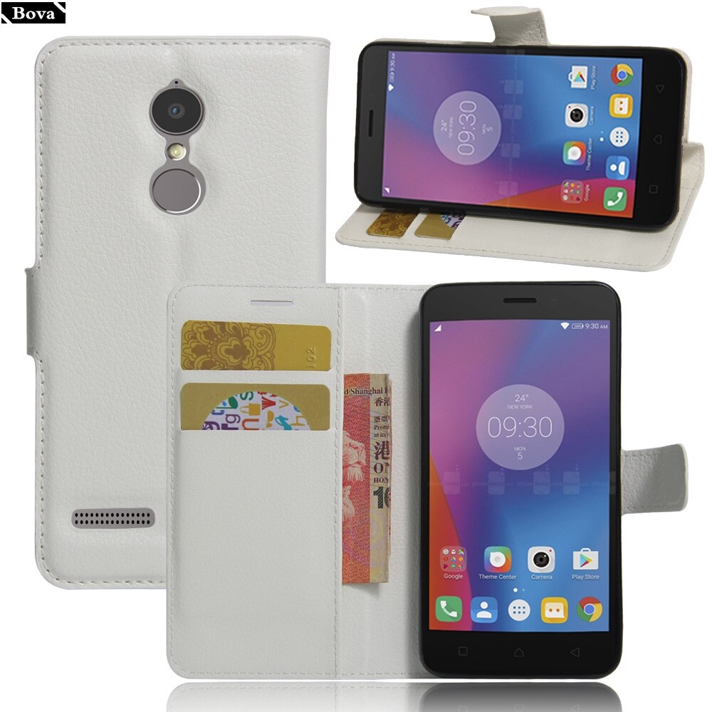 Voor fundas lenovo  k6 vibe  k6 hoesje pu leren portemonnee hoesje kaarthouder telefoonhoesje voor lenovo vibe  k6 beschermhoes holster: Witte jfc