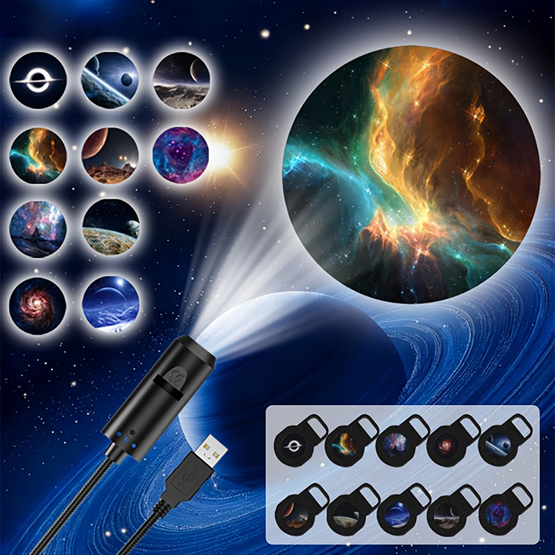 【AN】【NH】LED Galaxy Projection Light 1 Light+10 Pictures Change, LED Galaxy Projector, Starry Sky Lighting Night Light
