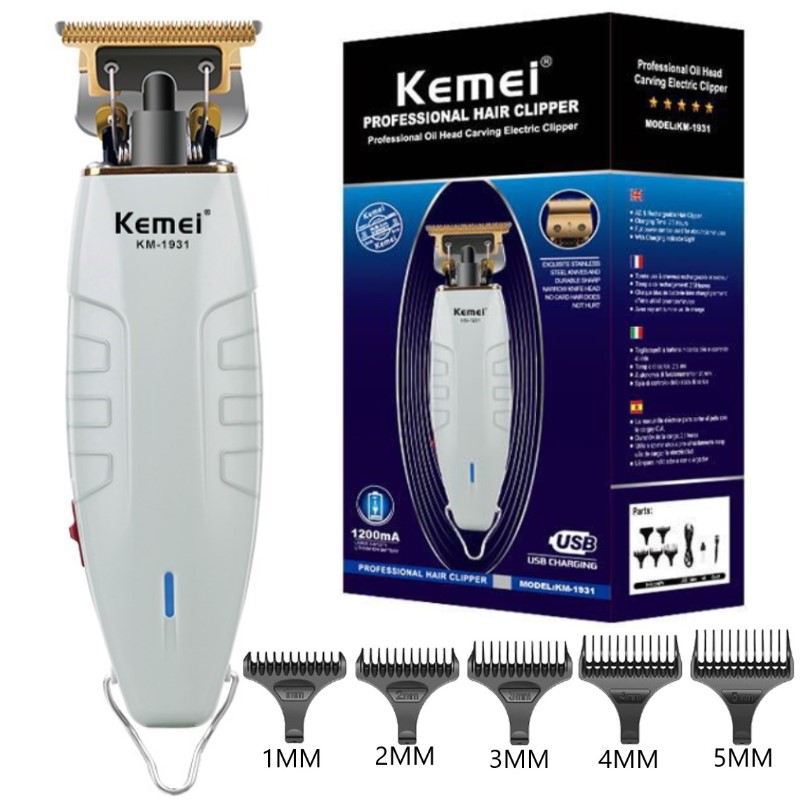 Kemei KM-1931 Hair Clipper Barber Hair Trimmer for Men Retro Buddha Cordless Edge Electric Hair Cutting Machine