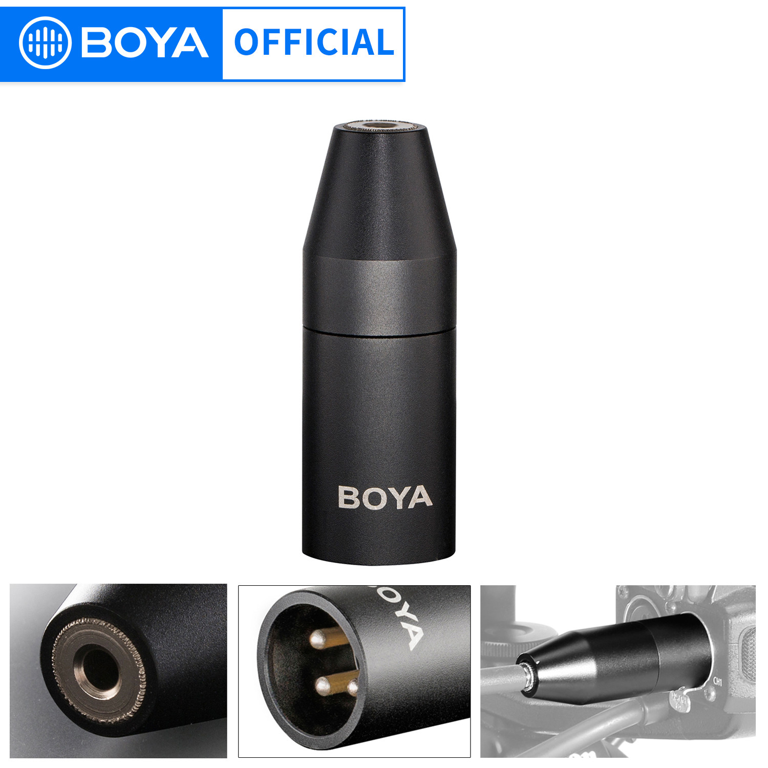 BOYA 35C-XLR Adaptador de micrófono hembra Mini-Jack de 3,5 mm (TRS) a conector macho XLR de 3 pines para videocámaras Sony, grabadoras y mezcladores