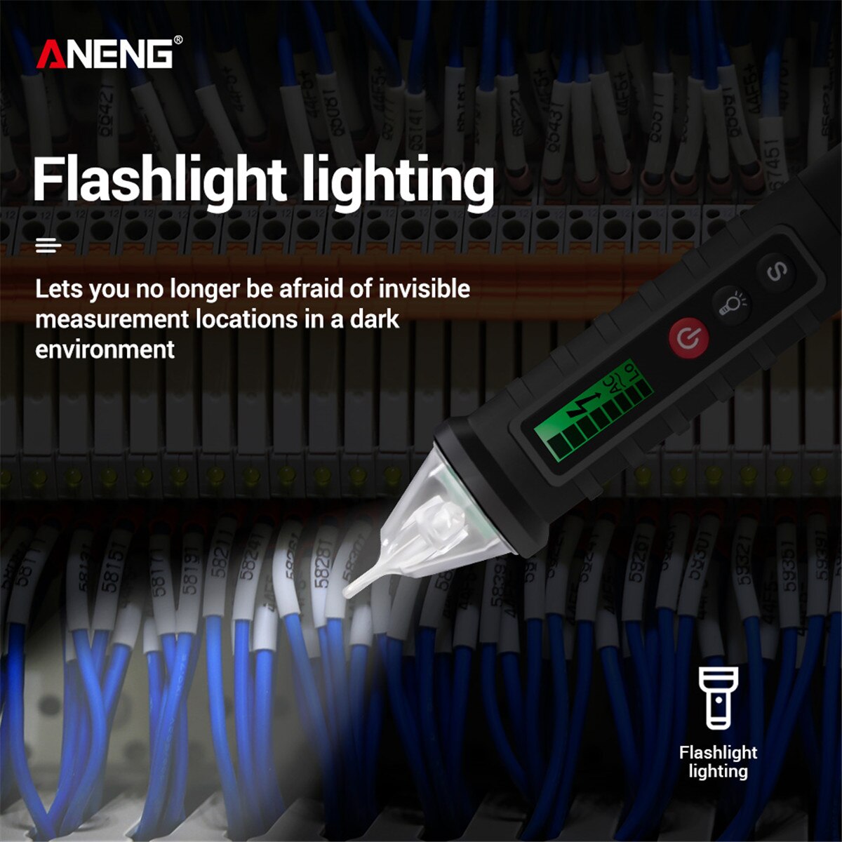 ANENG VC1010 12V-1000V Dual Range Electrical Tester Pen Non-Contact AC Voltage Tester with Variable Sensitivity