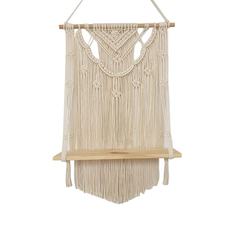 Maceta colgante de macramé para pared, hecha a mano, con borlas, estante de madera, tapiz, decoración para dormitorio y apartamento: Default Title