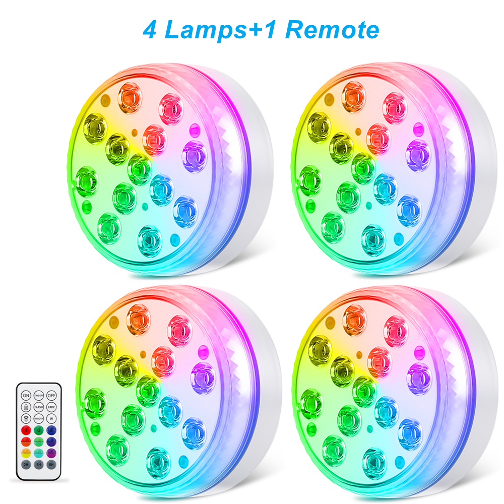 Underwater Pool Lights Waterproof LED Submersible Lights with Remote RGB Bathtub Shower Lights for Fountain Garden Decor: WHITE / 6-10W