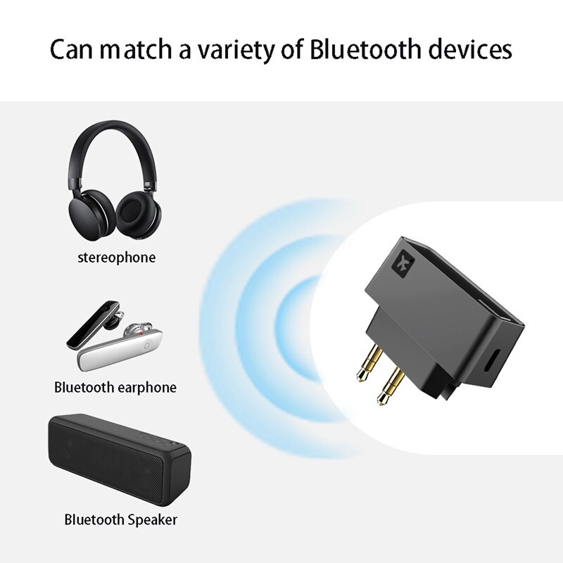 Bluetooth 5.0 Transmitter Wireless Aircraft Transmitter Bluetooth Audio Adapter for Airlines Entertainment System