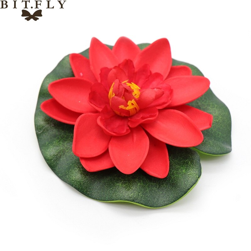 5PCS Artificial Lotus Water Lily Floating Flower Pond Tank Plant leaf Ornament 10cm Home Wedding Garden Pond Pool Decoration: red