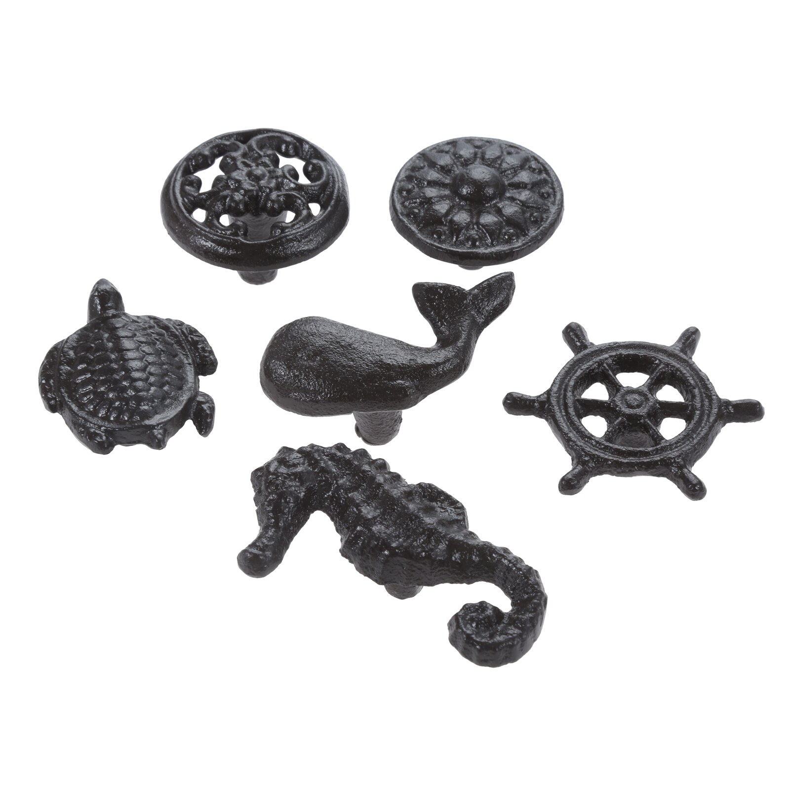 Strand Thema Pull Oceaan Stijl Handvat Walvis/Sea Turtle/Seahorse/Wiel/Bloem/Hollow Ronde Knop W/Schroef Ijzer Badkamer Meubels