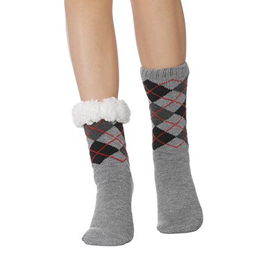 FRALOSHA Nowy4para długi piętro skarpetki męskie domu pantofel męskie zimowe ciepłe rozmyte antypoślizgowe pantofel skarpetki świąteczne: szary jeden para