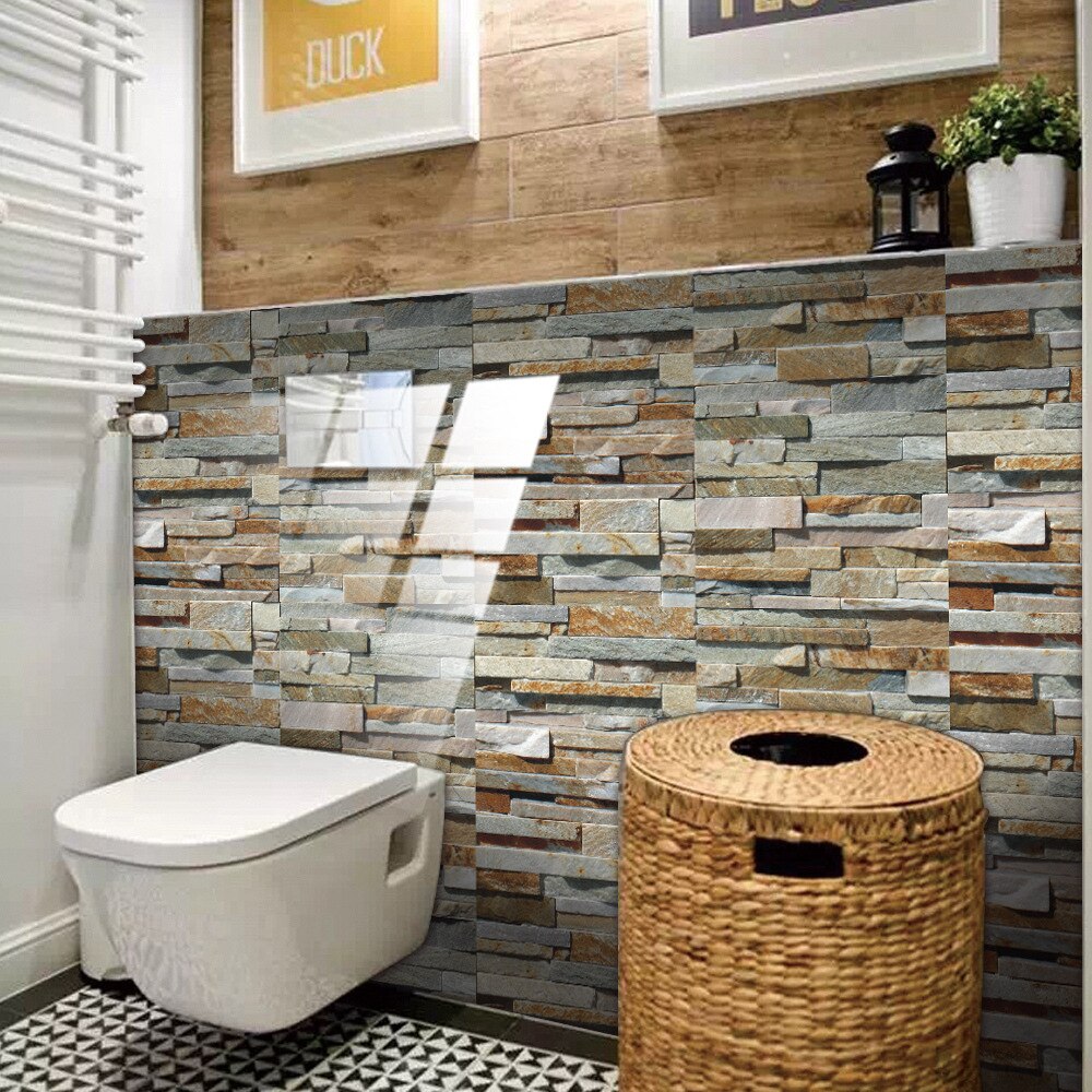 3D Wall Sticker Brick Rock Tile Stickers Backsplash Kitchen Self-adhesive Tiles Bathroom Wall Stickers Waterproof Home Decor