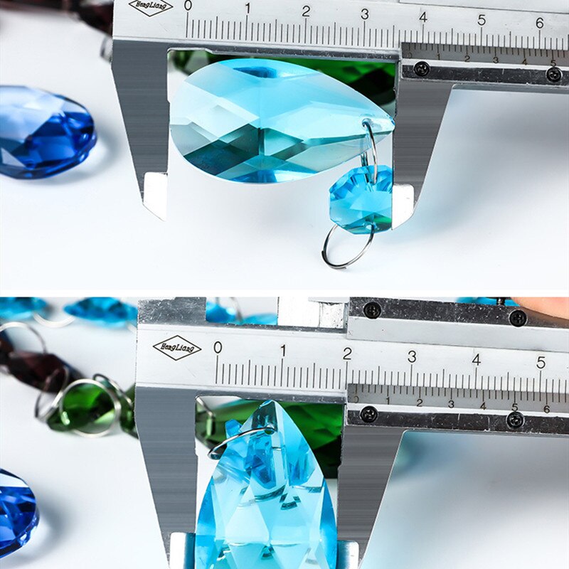 oben 2 satz/los Mehrfarbig Kristall Achteck Perlen + Engel tränen Facettierte Kristall Glas Kronleuchter Kristall Glas Suncatcher