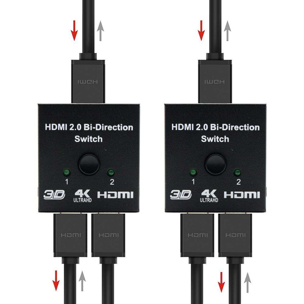 AIXXCO HDMI Switch Bi-Richting 4 K HDMI Switcher 2 in 1 out HDMI Splitter 1x2/ 2x1 Adapter out Converter voor PS4/3 TV Box