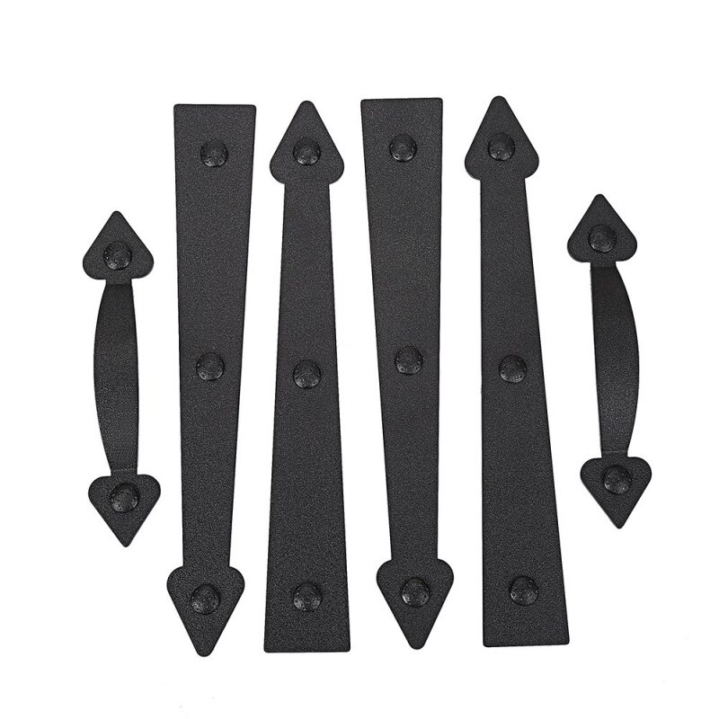 Magnetic Decorative Carriage-Style Garage Door Accent Trim Hardware (Four Hinges, Two Handles