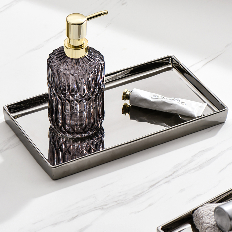 Luxus-Keramik schalen aus verzinktem Silber, rechteckige Schmuck ablagen, moderne Wohnkultur und Spiegel Ich bin Wohnzimmer dekor