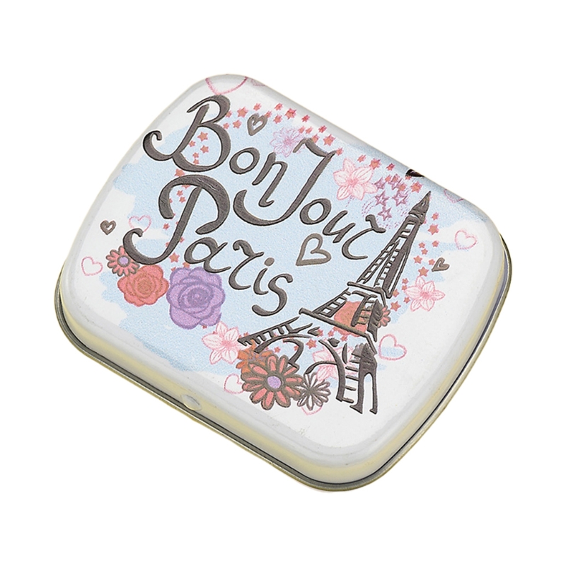 2022 Lovely Mini Portable Box Metal Rectangular Small Empty Hinged Tins Box Container: Colored eiffel tower