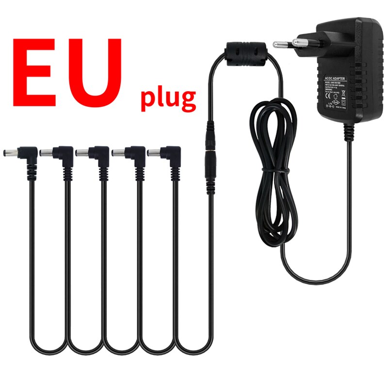 Guitar Effect Pedal Power Supply Adapter 9V DC 1A 5 Way Cables Daisy Chain: EU9V1A 1TO5