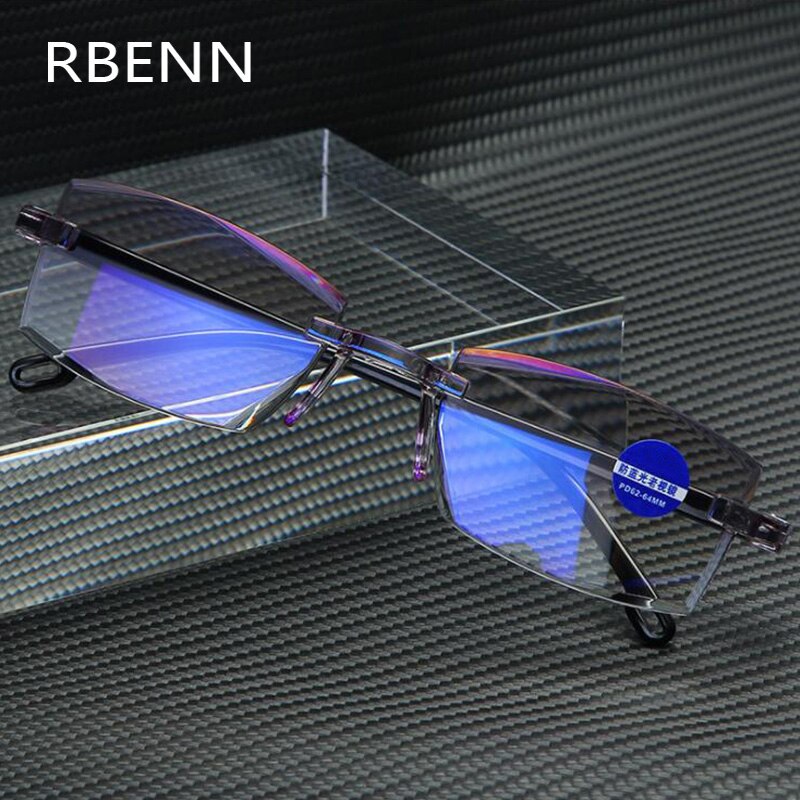 RBENN Rimless Blue Light Blocking Glasses Men Women Anti Blue Light Compter Eyewear Gaming Eyegalsses for Male Female UV400