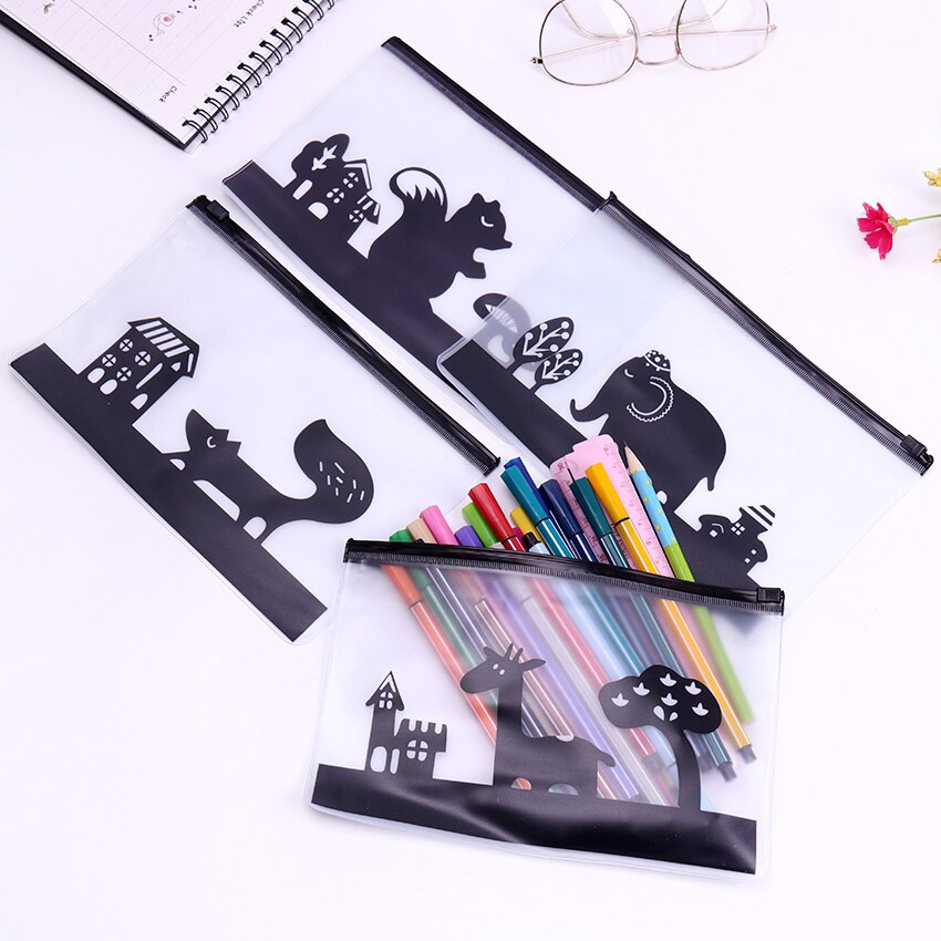 Cartuchera de PVC transparente de animales de dibujos animados material escolar para niños papelería lindo matorral caja de lápices estuche cartuchera