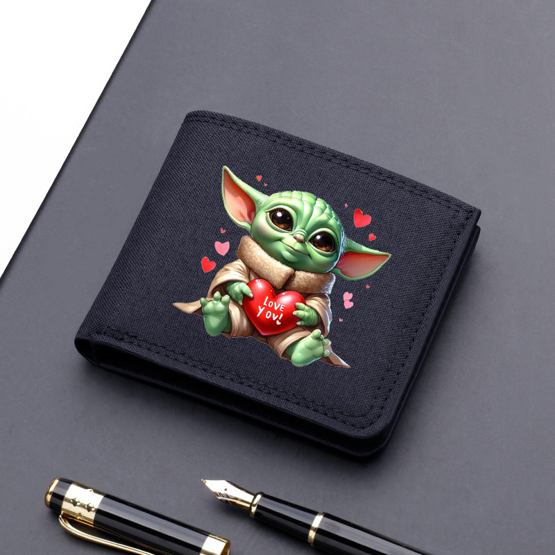 Star Wars Canvas Men Card Holder Wallet Black Blue Grey Male Money Bag ID Photo Bank Holder Short Purse Credit Card Case Bag: Pomarańczowy