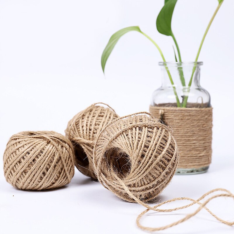 10m/50m/100m Natural Jute Twine Burlap String Linen Rope Party Wedding Wrapping Cords Thread DIY Scrapbooking Craft Decor