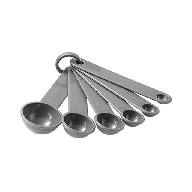5/6/11Pcs Kitchen Measuring Tools Set Plastic Measuring Spoons Teaspoon Sugar Scoop Cooking Baking Cake Flour Measuring Cups: 6Pcs Spoon Gray