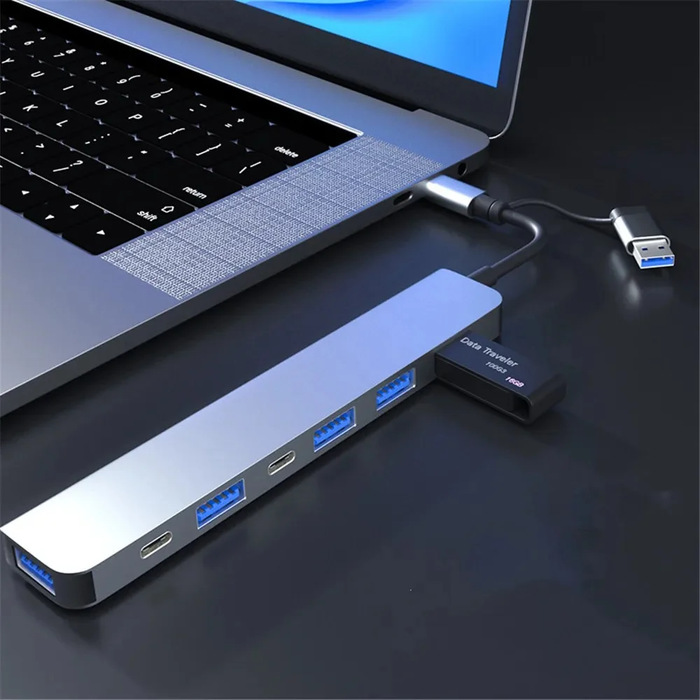 7 Häfen USB A C Hub Konzentrator 3.0 2.0 Typ Multi-Adapter Multi-Hub Dock Splitter Laptop PC Computer Erweiterung Zubehör
