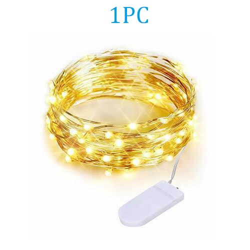 2M LED String light Silver Wire Fairy Light Firefly Lights Battery Operated Garland Home Christmas Wedding Party Decoration: 2M 1PC Warm White
