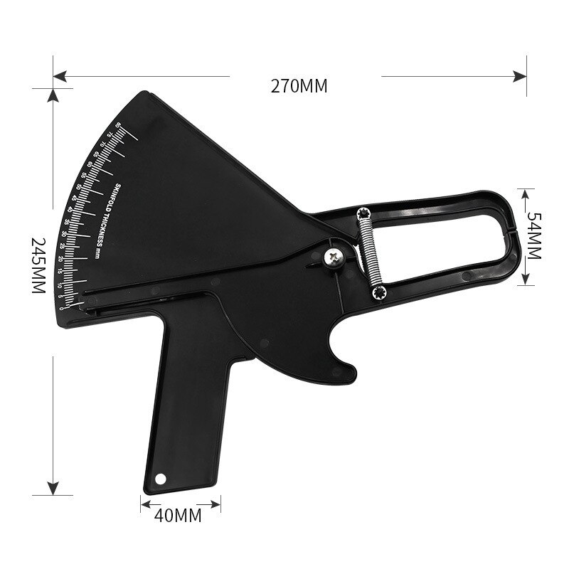 Dubbele Veren 80Mm Huidplooi Remklauw Lichaamsvet Body Fitness Tester Analyzer Vet Meten Afslanken Meting Tool: BLACK