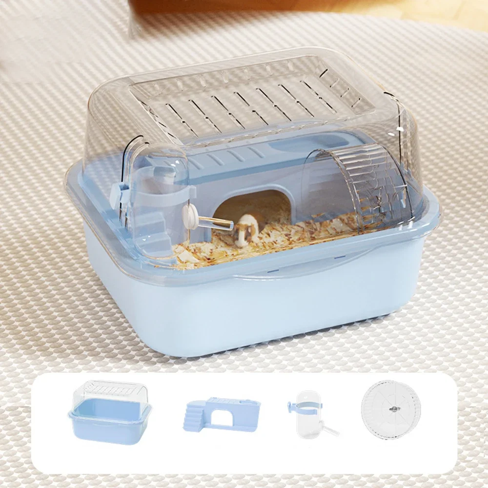Jaula para hámster, habitat pequeño para hámster, ratón, jaula para animales pequeños para el hogar con tubo, rueda de ejercicio, cabana, hábitat para ratas, gerbos y ratones: Azul