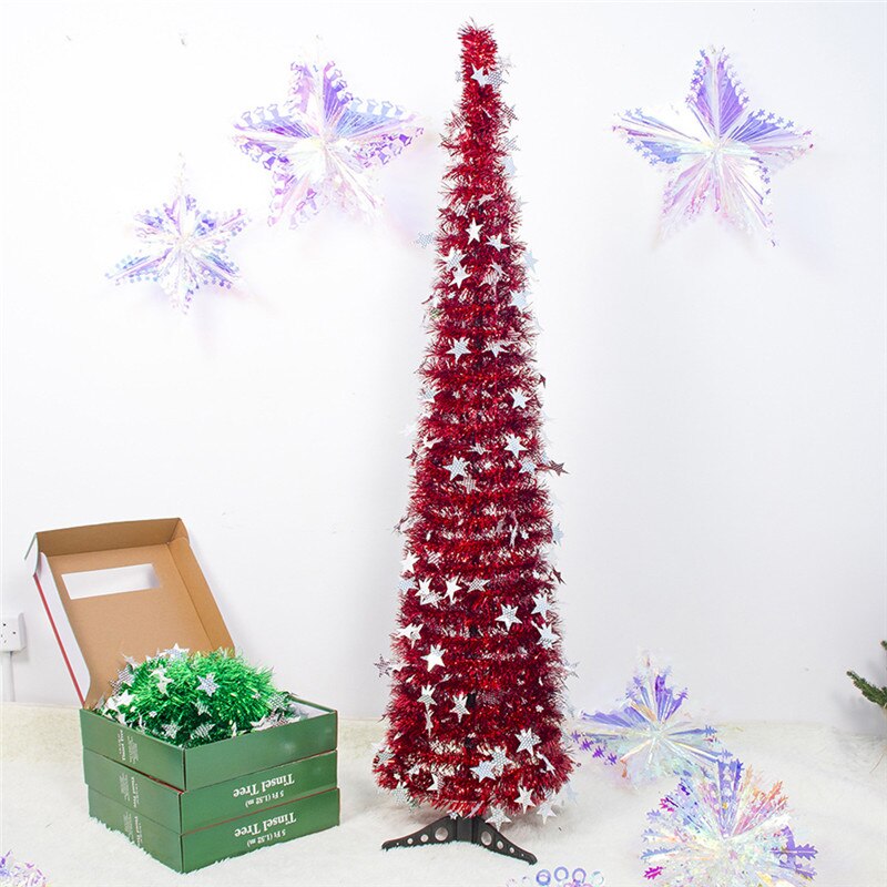 Artificial Tinsel Pop Up Christmas Tree With Stand Gorgeous Collapsible Artificial Christmas Tree For Christmas Decorations: Red
