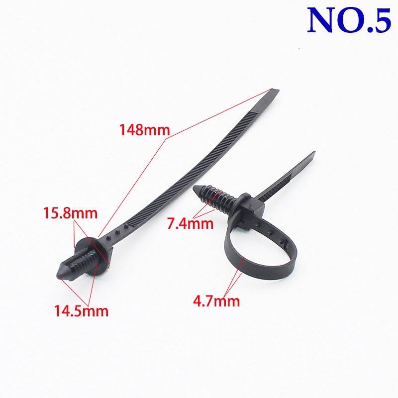 20pcs 6mm 7mm 8mm Hole Nylon Plastic Vehicle Cable Tie Car Wiring Harness Retainer Clip Nylon Zip Ties Push Mount Auto Fasteners: 20PCS NO.5