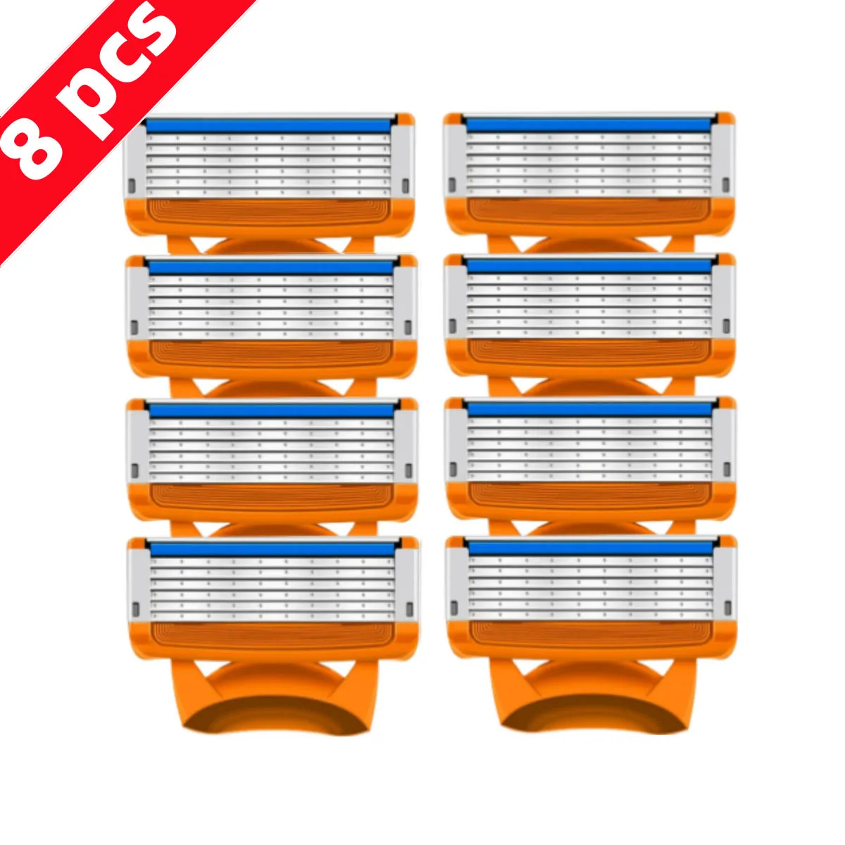 5-laags scheermesjes, vervangende scheermesjes voor heren, veiligheidsscheerapparaten, huidbescherming, herbruikbare mesjes: Oranje