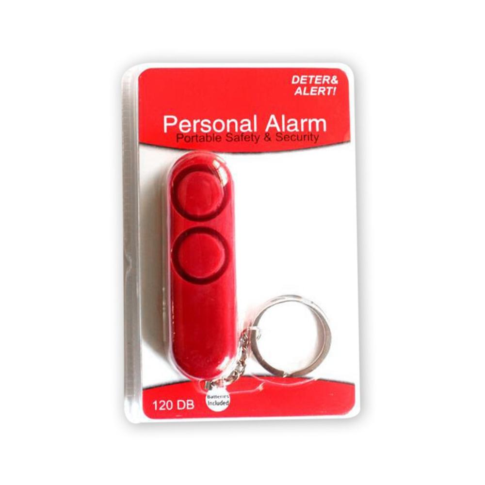 Personlig sikkerhed nøglering taske vedhæng 120db anti-optøjer enhed dobbelt højttalere høj alarm: Rød