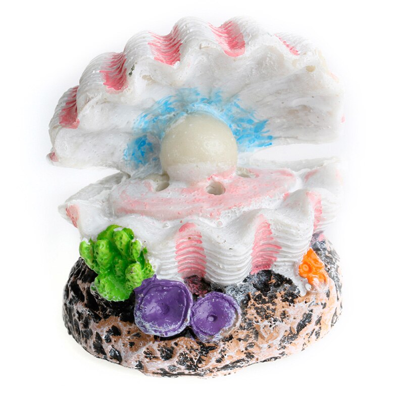 Shell Pearl &amp; Air Stone Aquarium Fish Tank Bubbler Shell Bubbling Ornament Decor
