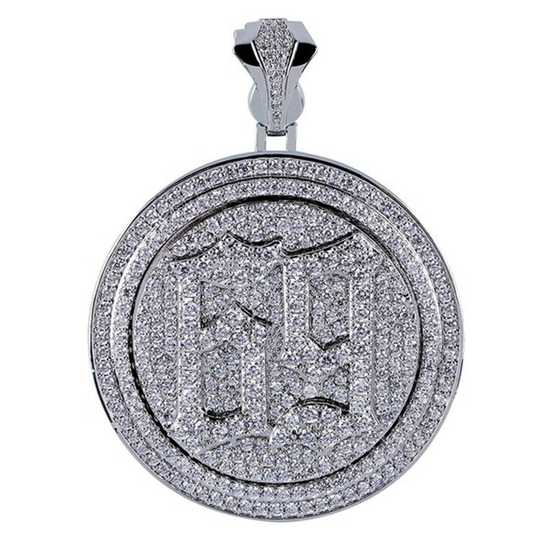 Collar con colgante de circonia cúbica bañada en oro para hombre, joyería de Hip Hop, cadena redonda 69