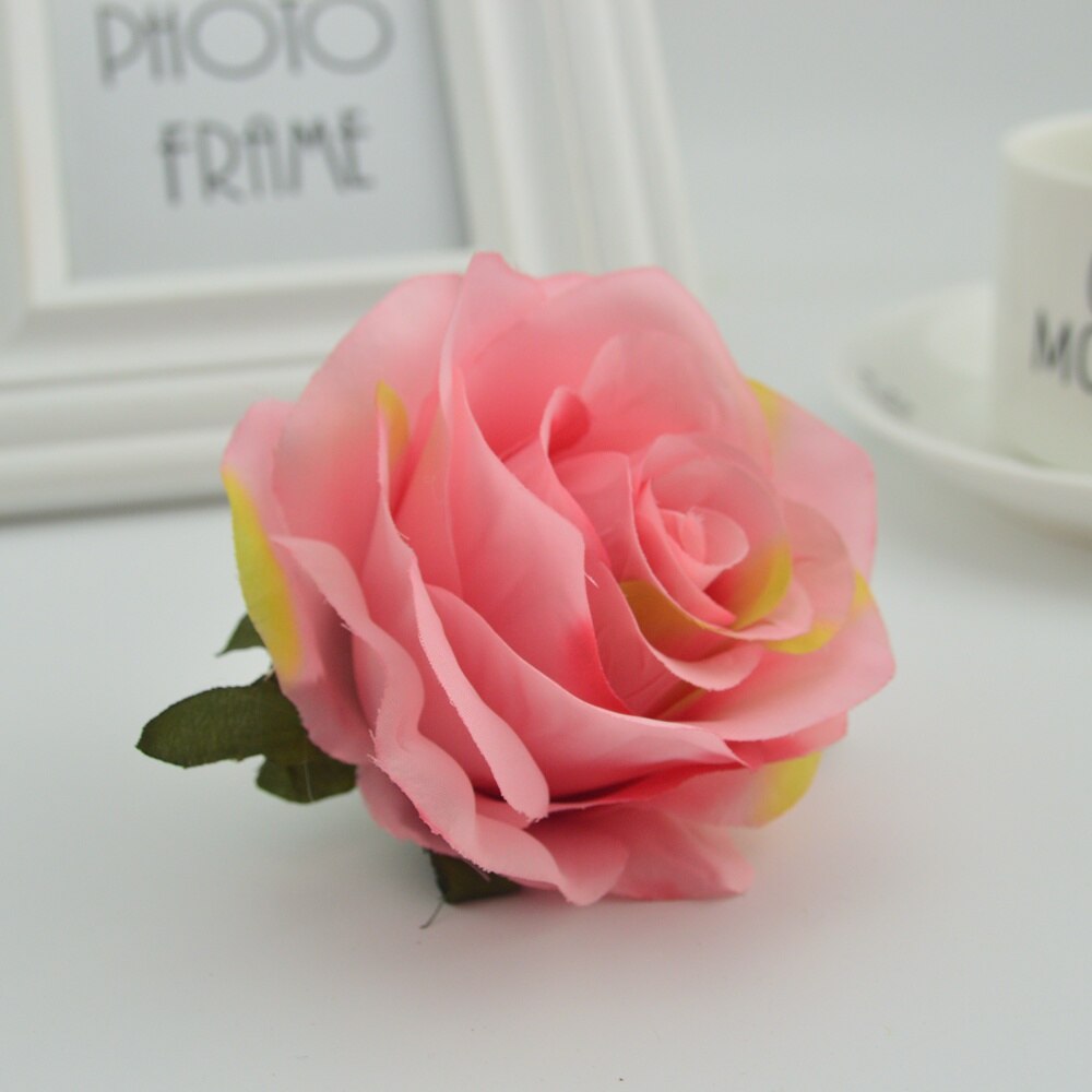 100 st silke plast rosor blommor vägg för vaser hem bröllop dekoration tillbehör billiga konstgjorda blommor för scrapbooking: Rosa