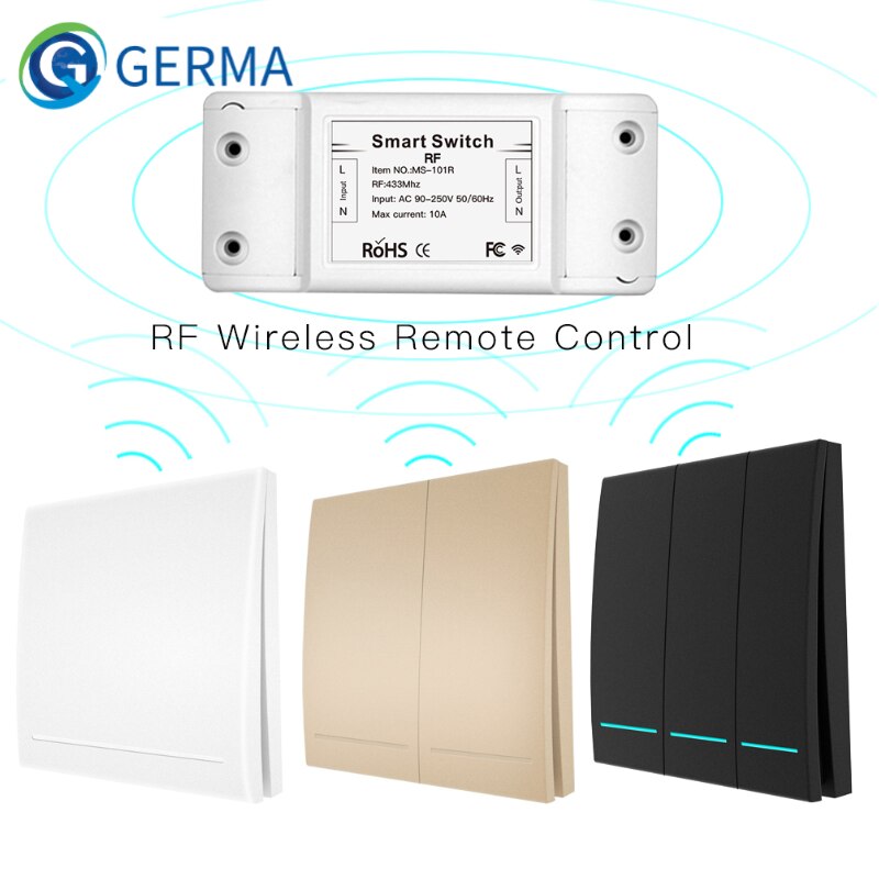 433 mhz trådlös smart switch rf fjärrkontrollmottagare tryckknappskontroll väggpanelsändare ,2- vägs /3- vägs multikontroll