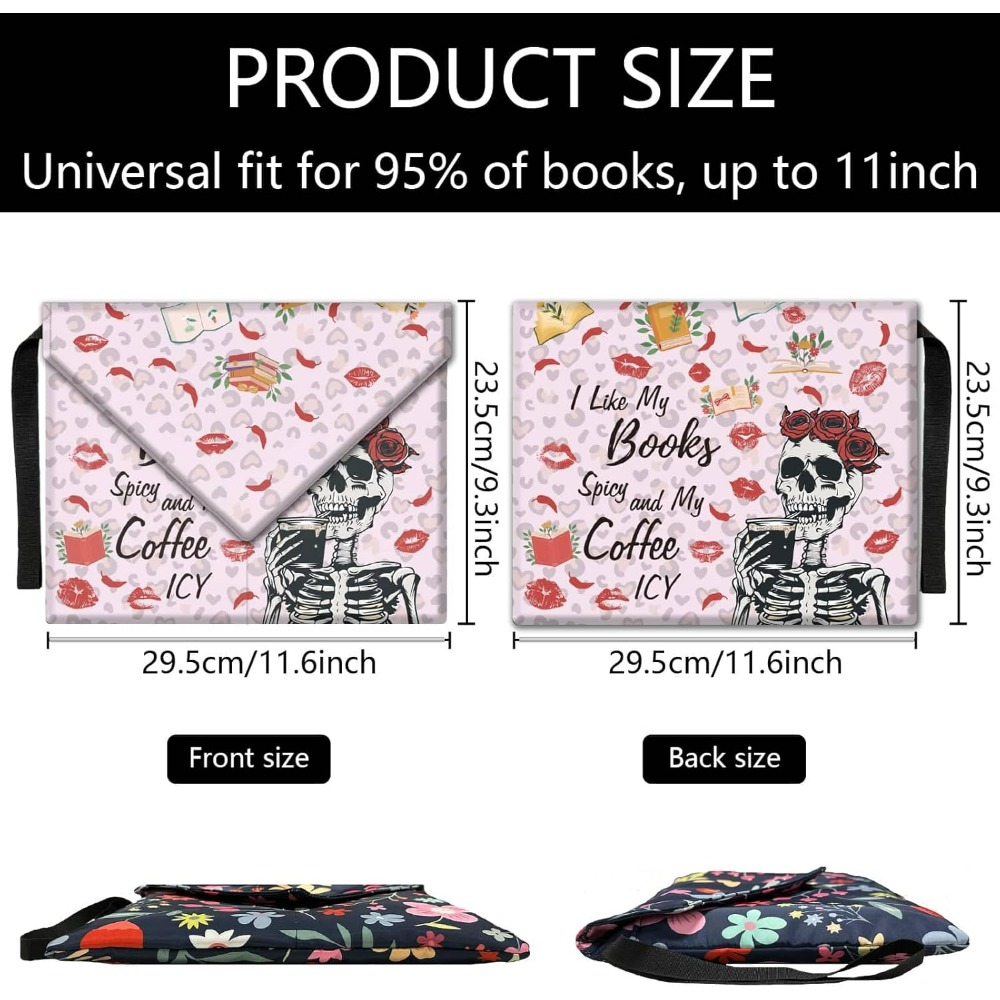Skull Book Covers Pink Book Sleeve 11.6 X 9.3 Inch Book Protector for Paperbacks Washable Fabric Cloth Book Cover with Handle