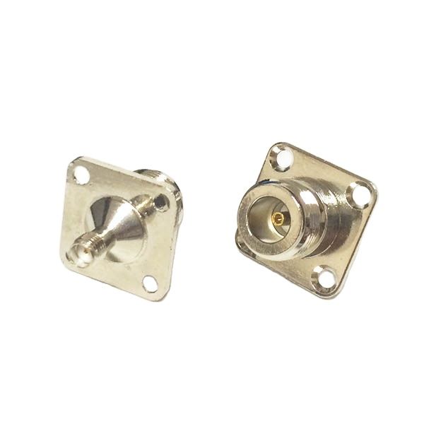 Connecteur Jack femelle vers Jack femelle SMA RF coaxial, adaptateur coaxial, Modem, grand 4 trous, monté sur panneau, nickelé, , 1 pièce