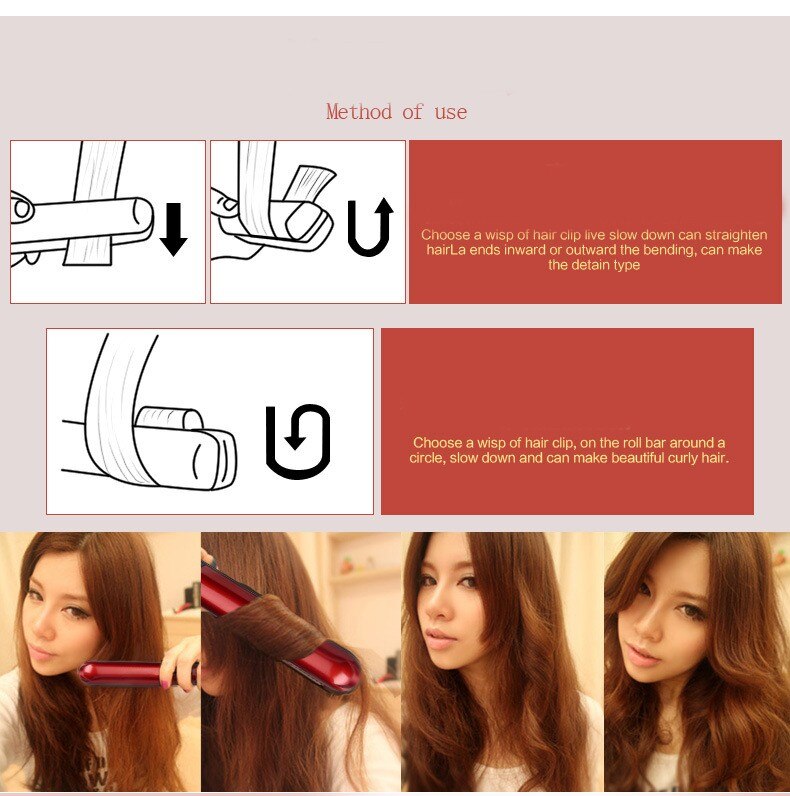 LCD Display 2-in-1 ceramic coating Hair straightener comb hair Curler beauty care Iron healthy beauty curling irons flat iron