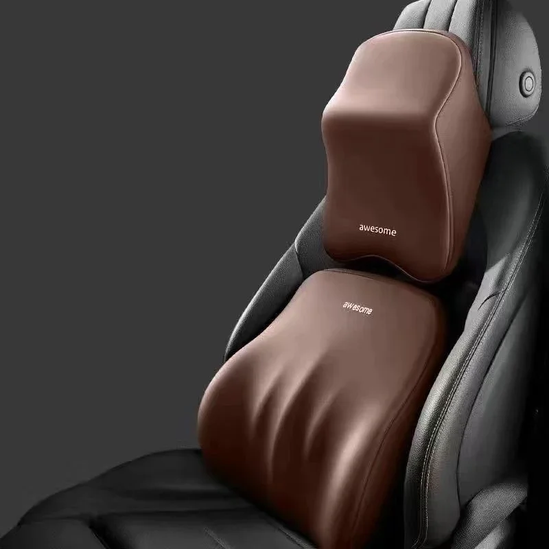 Reposacabezas de coche, almohada para el cuello, soporte lumbar, soporte lumbar, almohadilla lumbar montada en el coche, soporte lumbar, cojín de asiento de algodón con memoria: Morado