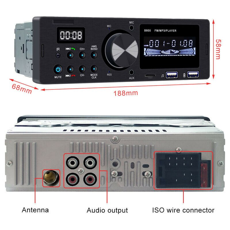 12V Car FM stereo MP3 Player with Bluetooth FM Car Radio MP3 with Microphone