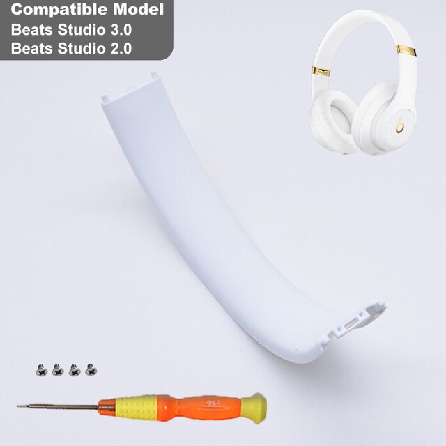 KUTOU Bandeau Tampon Compatible Pour Beats Studio 3 Coussinet D&#39;arceau Studio 2 Remplacement Bandeau Supérieur Pad Pour Studio3 Casque: White