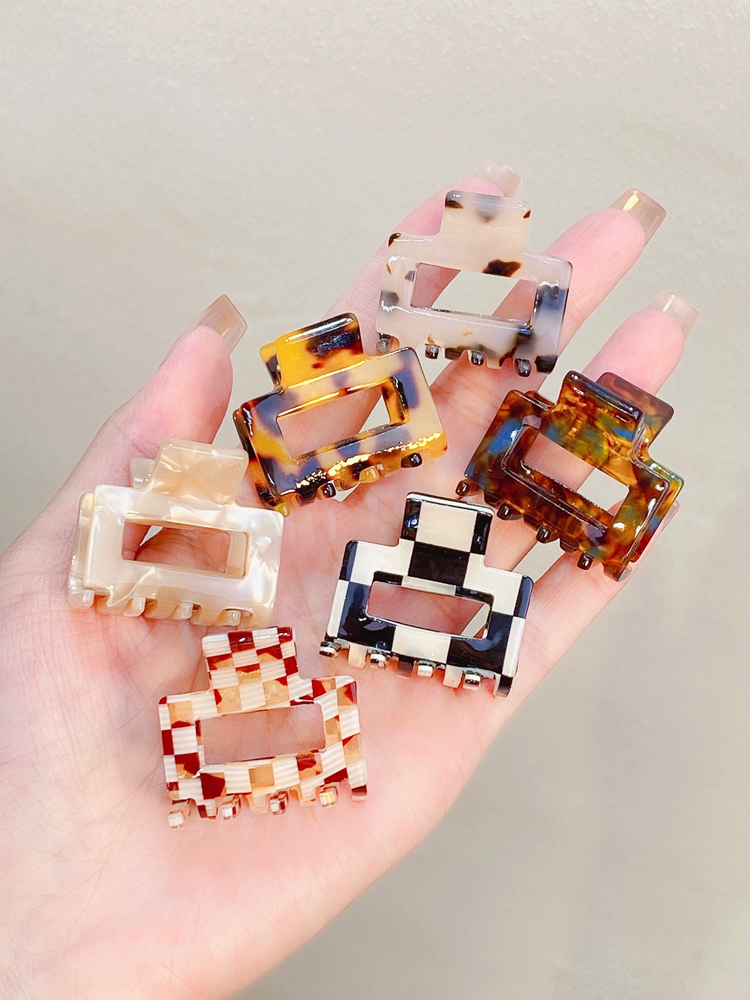 Nuevas mujeres tablero de ajedrez ámbar leopardo geométrico garra de pelo señora temperamento Mini Clip de pelo horquillas accesorio para el cabello de