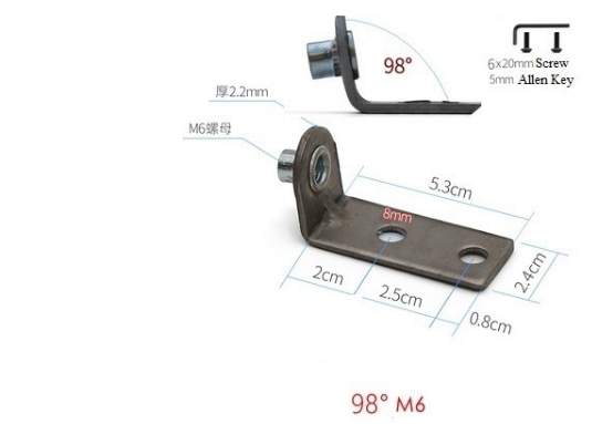 8Pcs 90 98 Degrees L Shaped Transforming Pivot Bracket M6 M8 Threaded Nut Furniture Chair Hardware Fitting