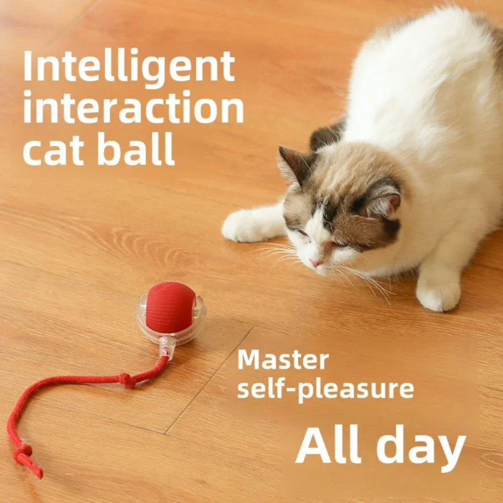 Bola rodante automática interactiva inteligente recargable para mascotas, productos para mascotas, juguete eléctrico con pelota para perros, cola simulada para gatos