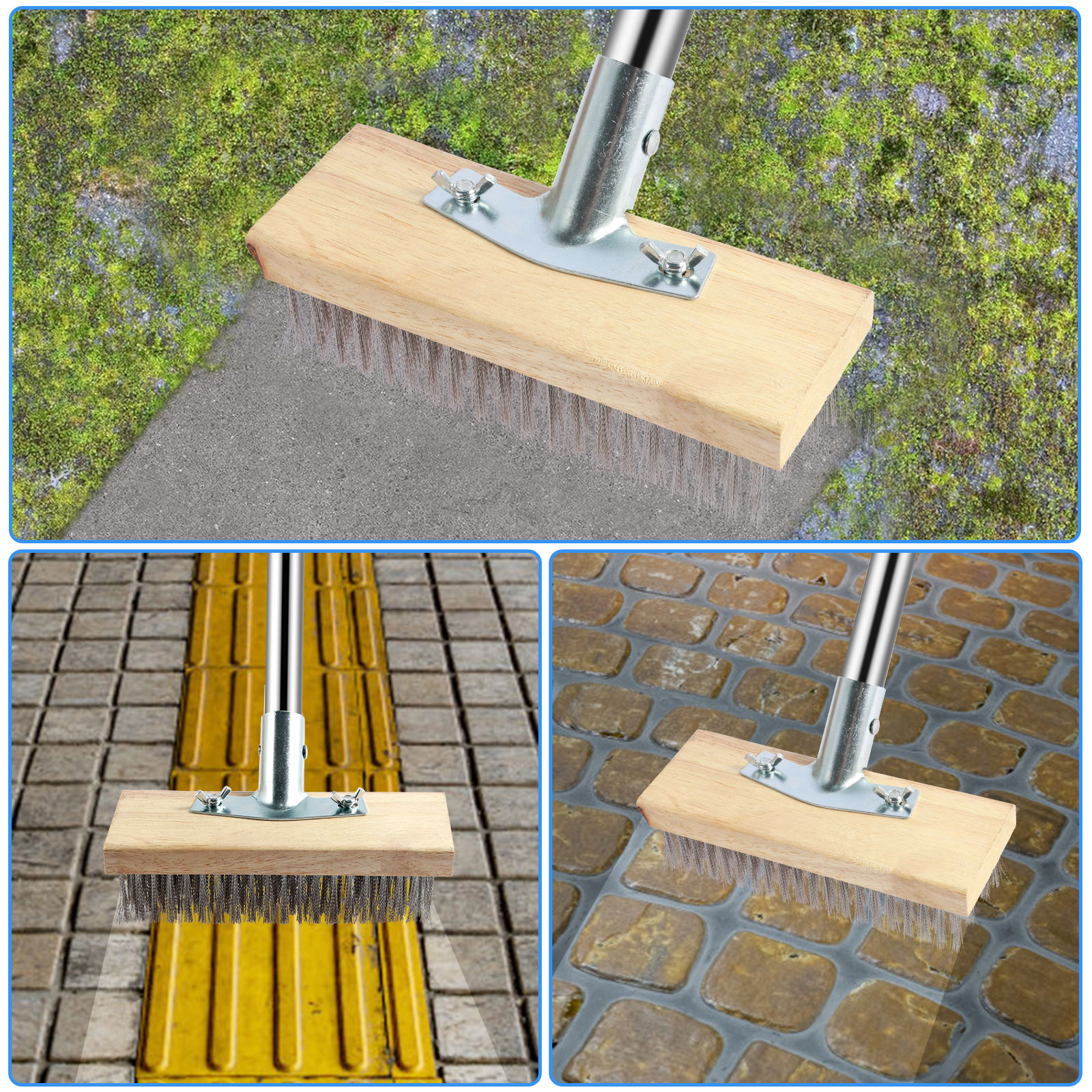 Roestvrij staaldraad vloerborstel Home Clean Scrubber Vlekverwijderaar Reinigingsbezem Garage Patio Vloer Stalen borstel