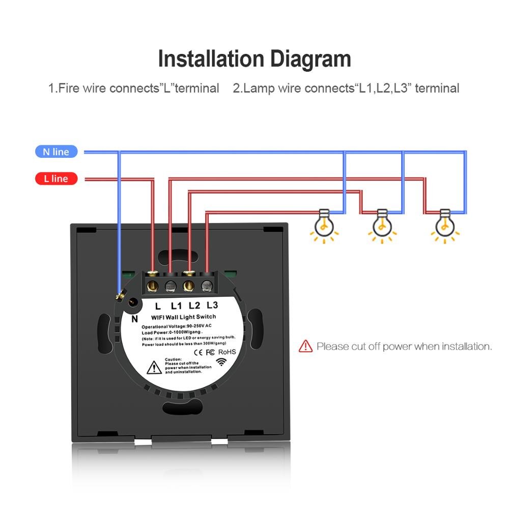 Eu standard 220v tuya wifi smart switch fungerer med alexa google home touch switch til led lampe timer stemmestyring vægkontakt