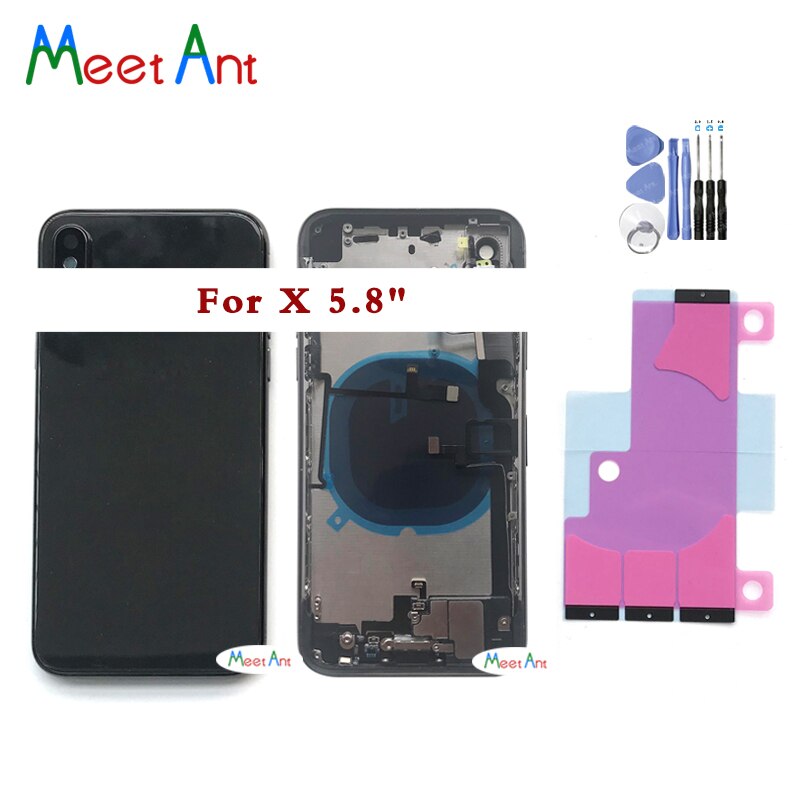 AAA For iphone 8 8G / 8 Plus / X Back Middle Frame Chassis Full Housing Assembly Battery Cover Door Rear with Flex Cable