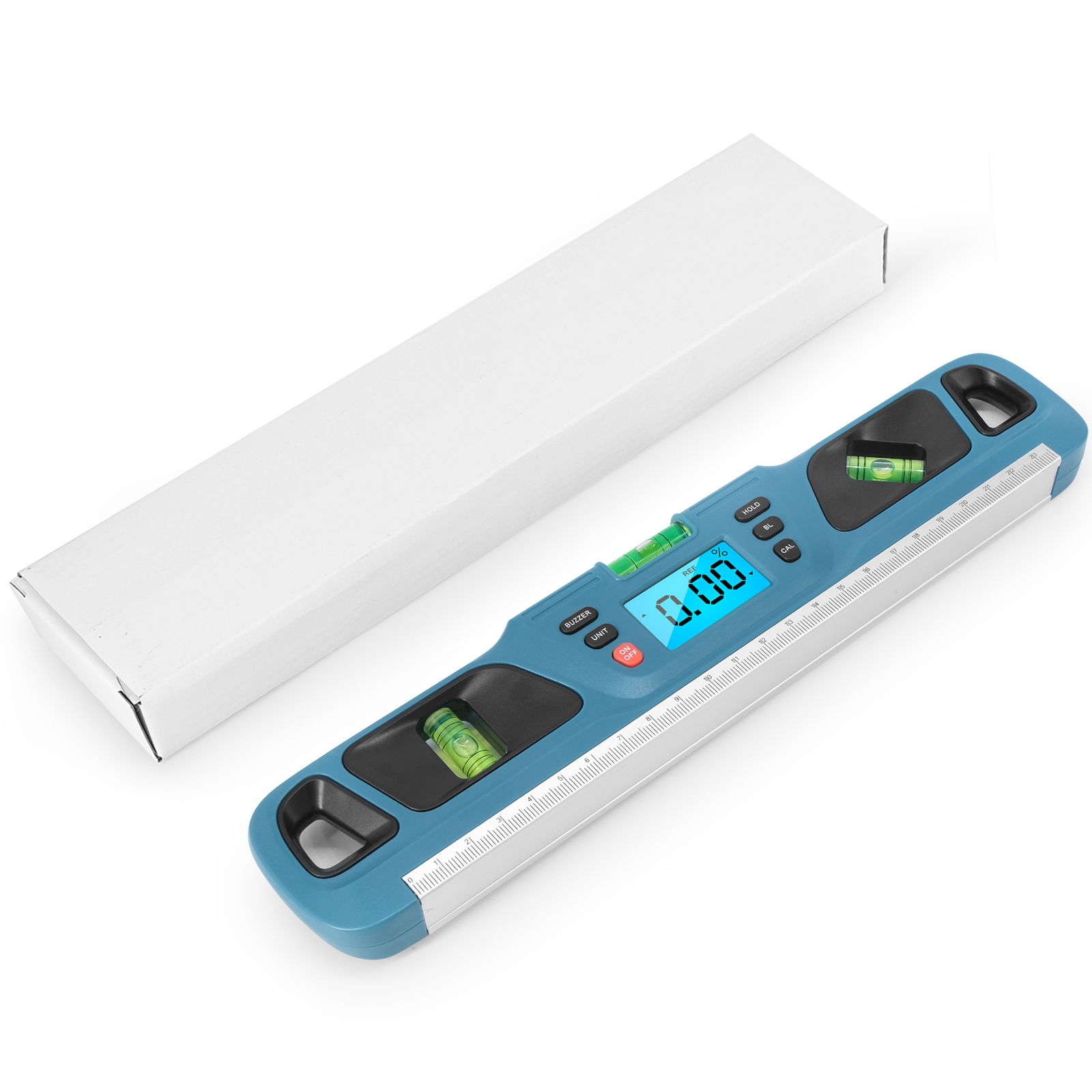 Digitale waterpas-inclinometer Horizontale schaalliniaal Elektronische LED-display Gradenboog Magnetische basis Meten Niveaumeter: Blauw