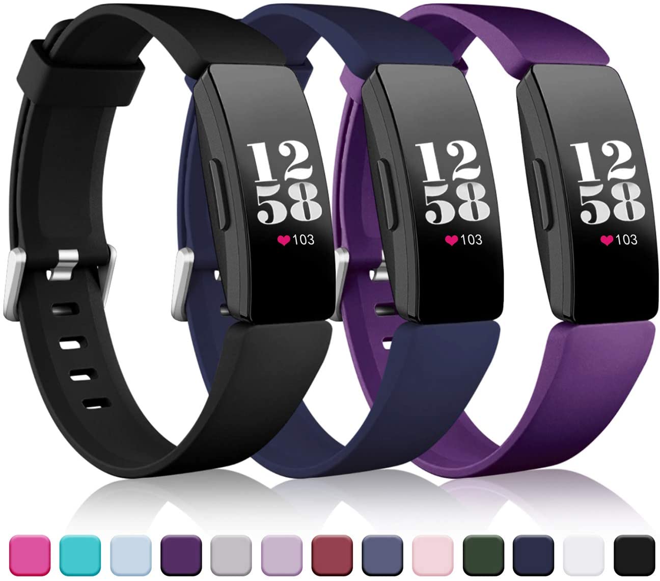 Paquete de 3 correas para Fitbit inspire Band para Fitbit inspire HR, pulsera de silicona de TPU blando para Bit inspire, accesorios: 7 / S