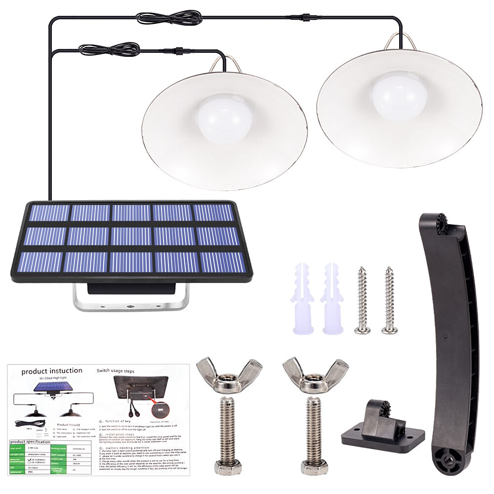 Solar Light Shed Lights With Panel Garden Lamp Waterproof Outdoor Indoor Solar Powered Hanging Lights 9.8FT Cord Ceiling Porch